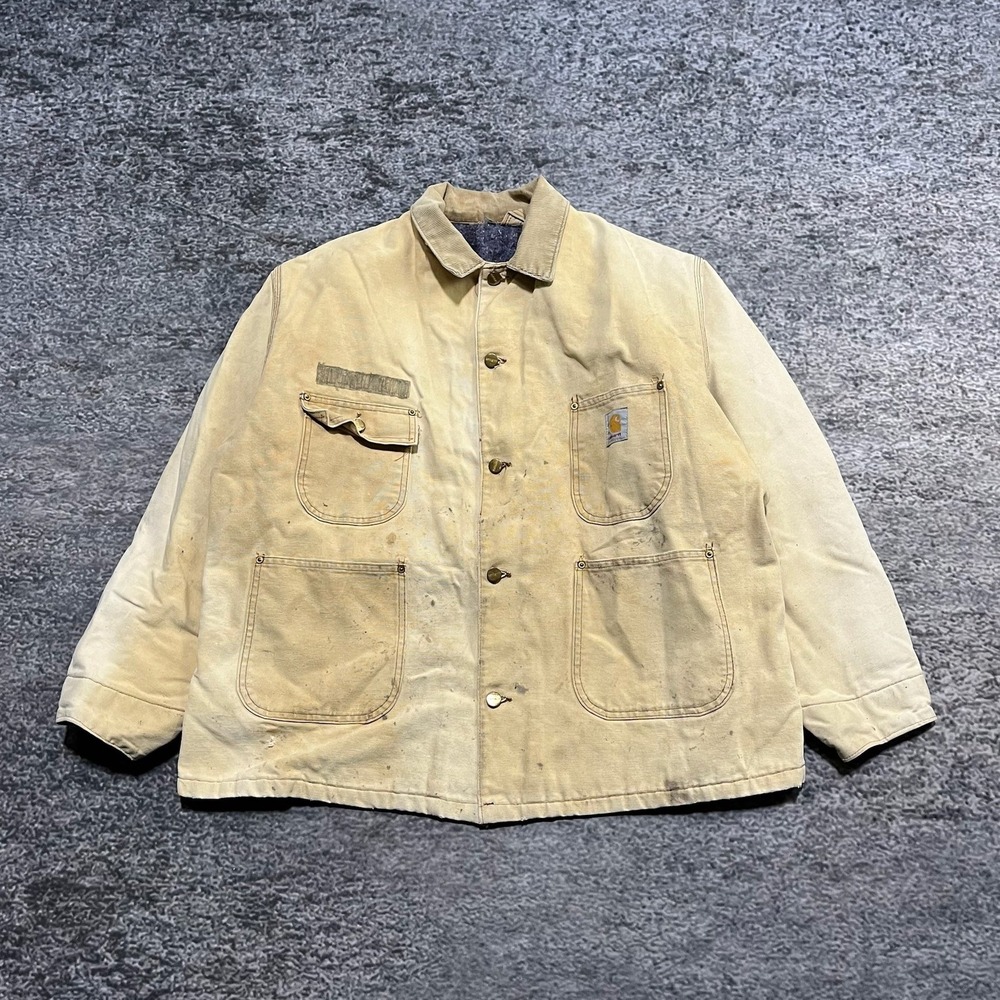 Vintage Carhartt Jacket Chore Coat Mens XXL Blanket Lined Canvas‎ Distressed 80s